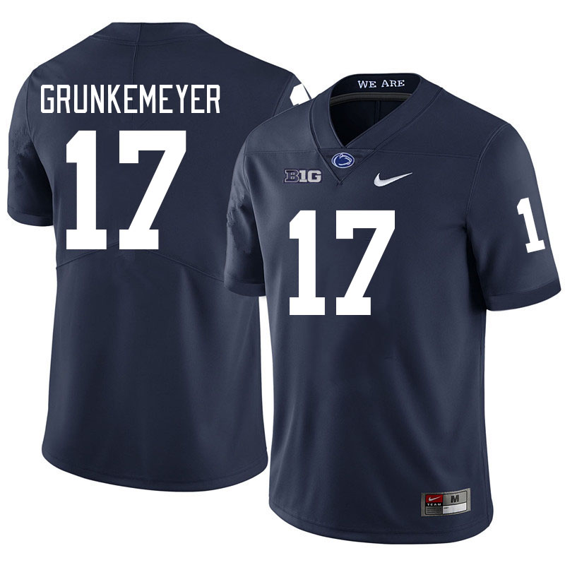 Men #17 Ethan Grunkemeyer Penn State Nittany Lions College Football Jerseys Stitched-Navy